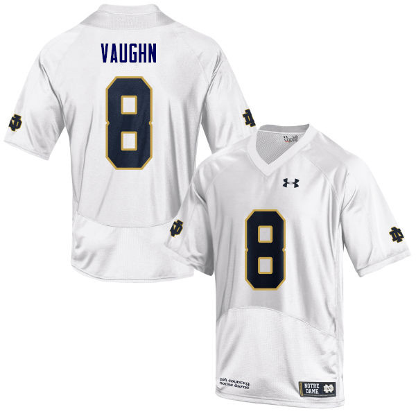 Men's NCAA Notre Dame Fighting Irish #8 Donte Vaughn Stitched College Under Armour Authentic White Football Jersey VI10K34BI